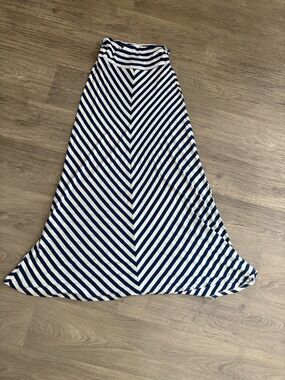 Merona Navy and White Striped Maxi Skirt